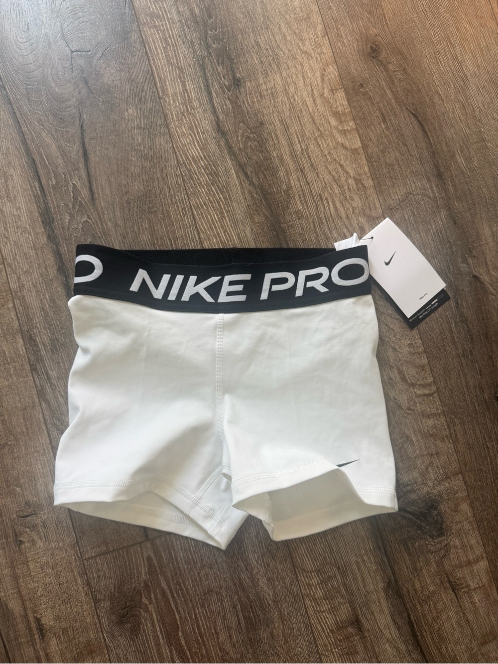Nike Pro Athletic Shorts White with Black Waistband new with tags
